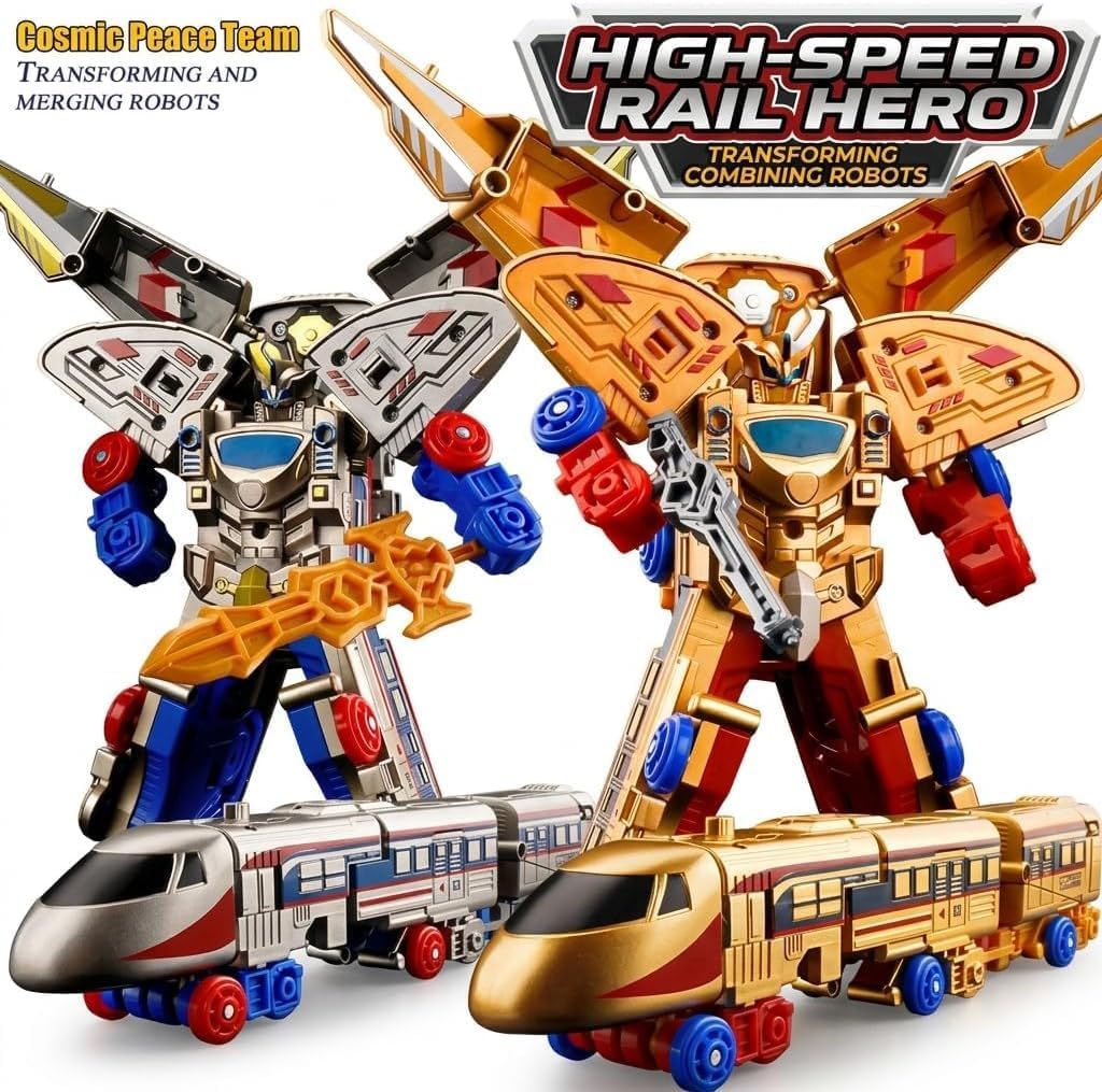 3in1 Transforming Train Robot Toy,Bullet Toy Action Figure(Gold1)