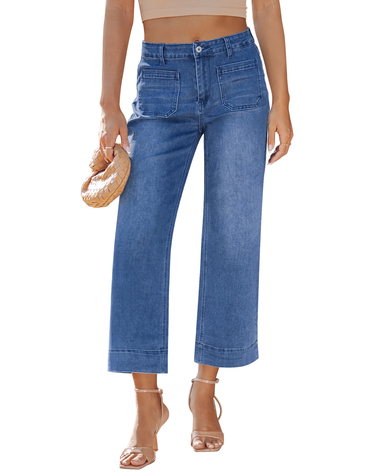 LookbookStore Wide Leg Cropped Jeans