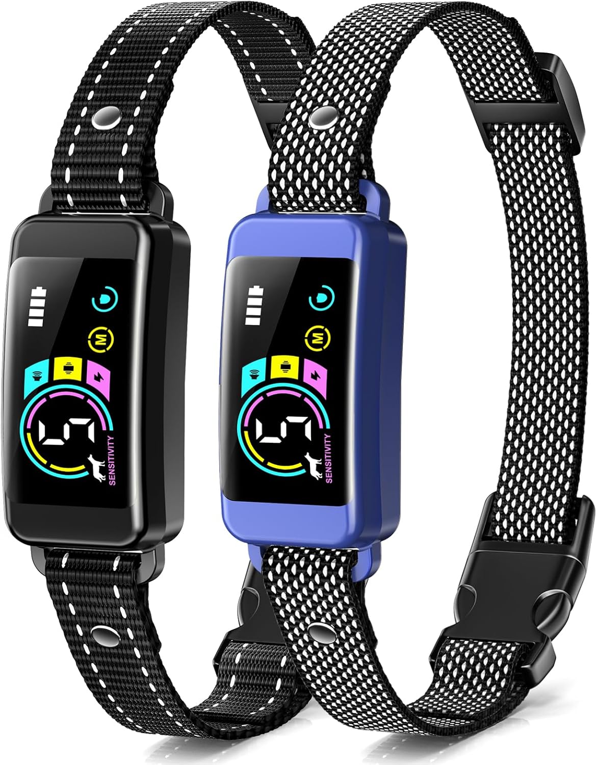 Bark Collar, 2 Pack Smart Dog Bark Collar for Large Medium Small Dogs, Anti Barking Device for Dogs Training Collar with Beep Vibration Harmless Shock, 5 Adjustable Sensitivity (Black)