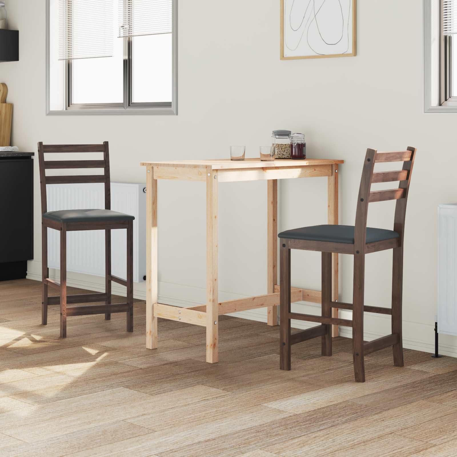 Set di 2 sedie per sala da pranzo, in legno, marrone chiaro, 40 x