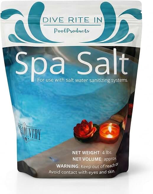Hot Tub Salt and Spa Salt 4lb, Pure Sodium for Saltwater Spas, Swim Jacuzzi, Inflatable Hotspring, Caldera, Chloromatic, Pool Systems and Freshwater Generators