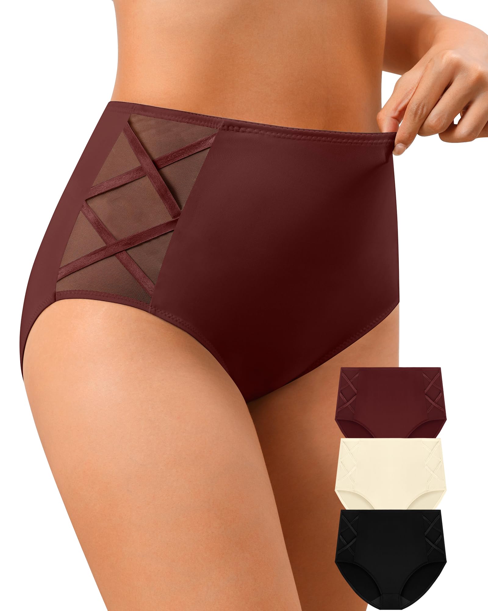 ASIMOON High Waisted Underwear for Women Slight Tummy Control Panties Soft Postpartum Briefs Women Pack