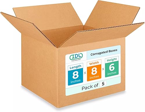 Cajas pequeñas de mudanza y envío de 8 x 8 x 6 pulgadas (paquete de 5)  Extra fuerte 200 libras frente a las regulares  Embalaje corrugado para