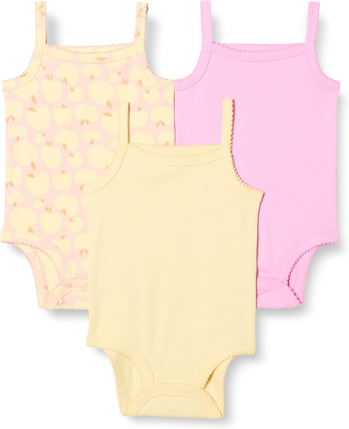 Amazon Essentials Baby Girls' Cotton Sleeveless Bodysuits, Baby Clothes, Pack of 3