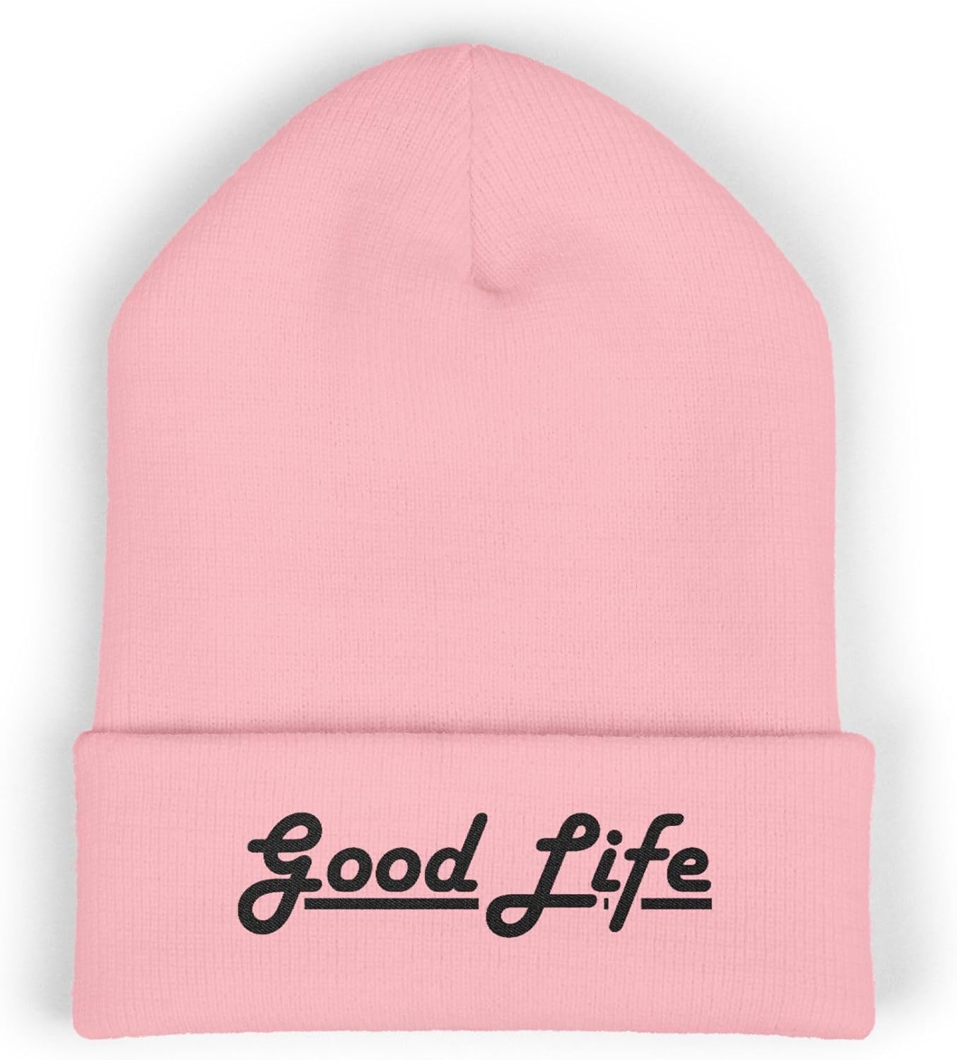 Classic Cuffed Beanie Hat - Good Life Embroidery Message