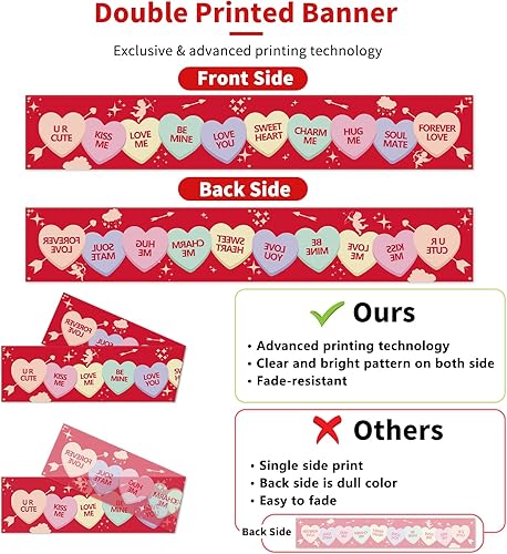 Miniatura 3 de Probsin Cartel grande para el día de San Valentín de 120 x 20 pulgadas decoraciones para el día de San Valentín suministros de fiesta corazón de