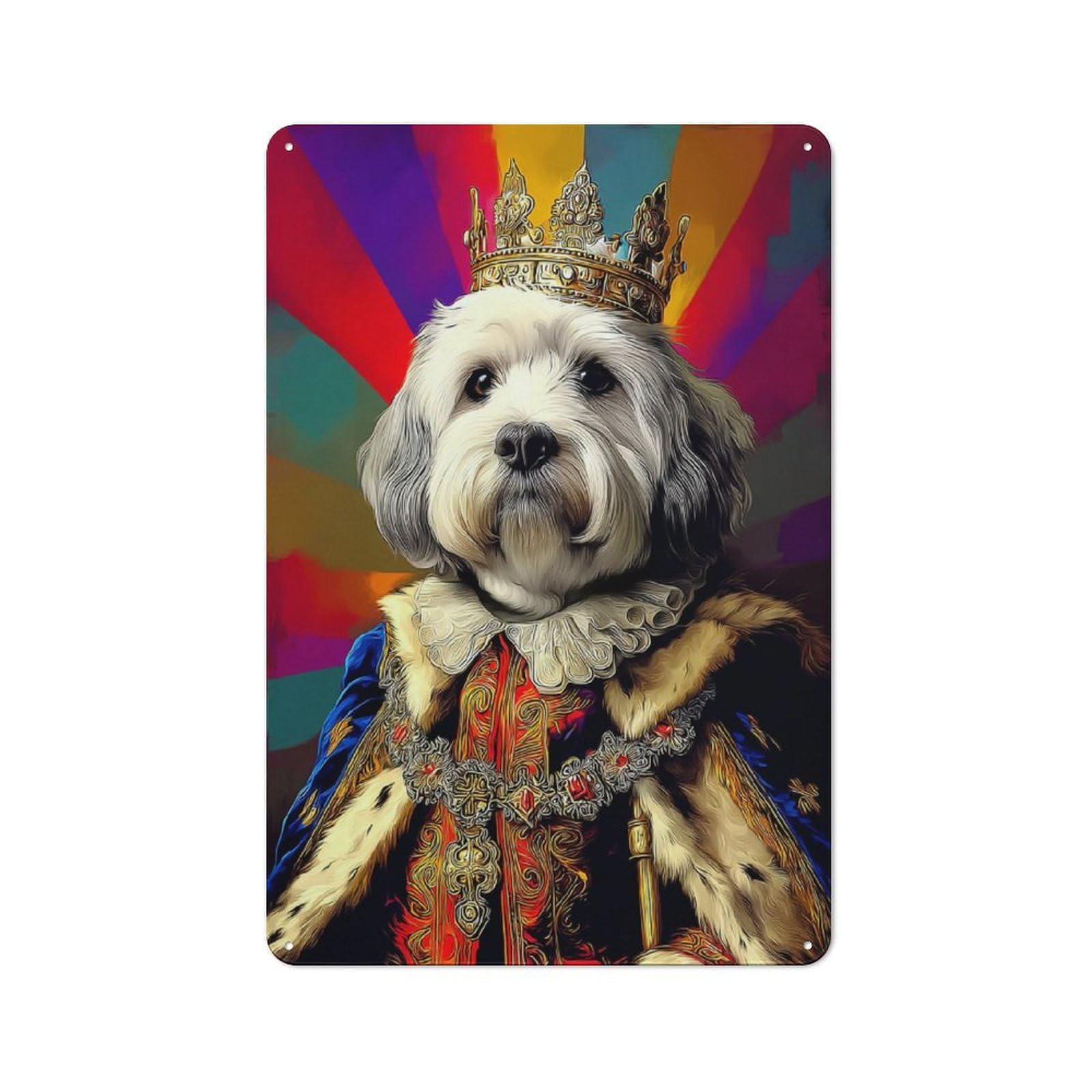 Retro Metal Sign with Royal Canine Majesty Portrait -4 Design 30x20cm, Distressed Look Retro Room Decor for Living Room, Hallway, Kitchen Or Cafe