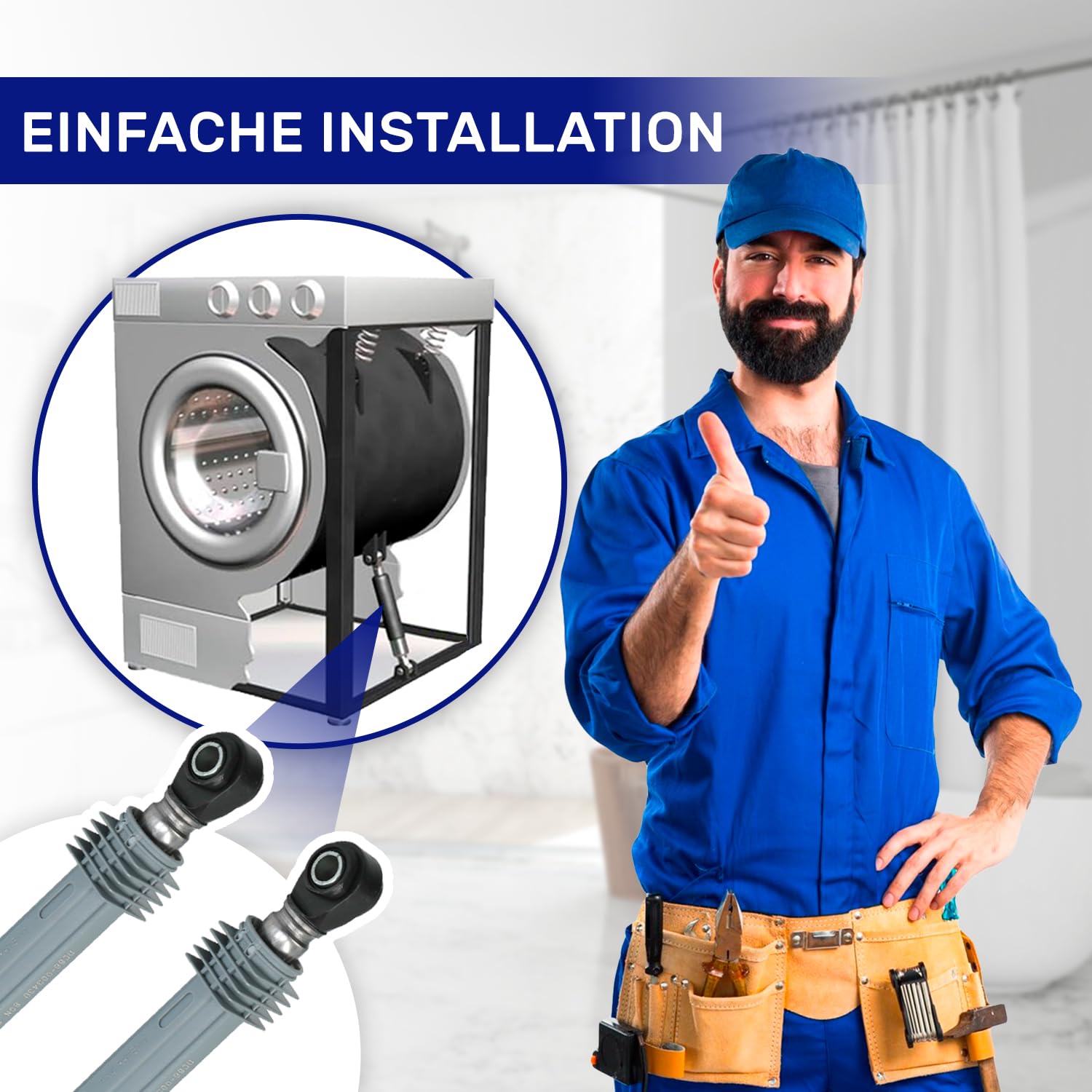 2 Stück Stoßdämpfer Waschmaschine 80N Ø10mm Ø13mm Länge 170 mm – 250 mm mit dem Originalcode DC66-00531C DC66-00343D DC66-00421B für Samsung - MONTERAL