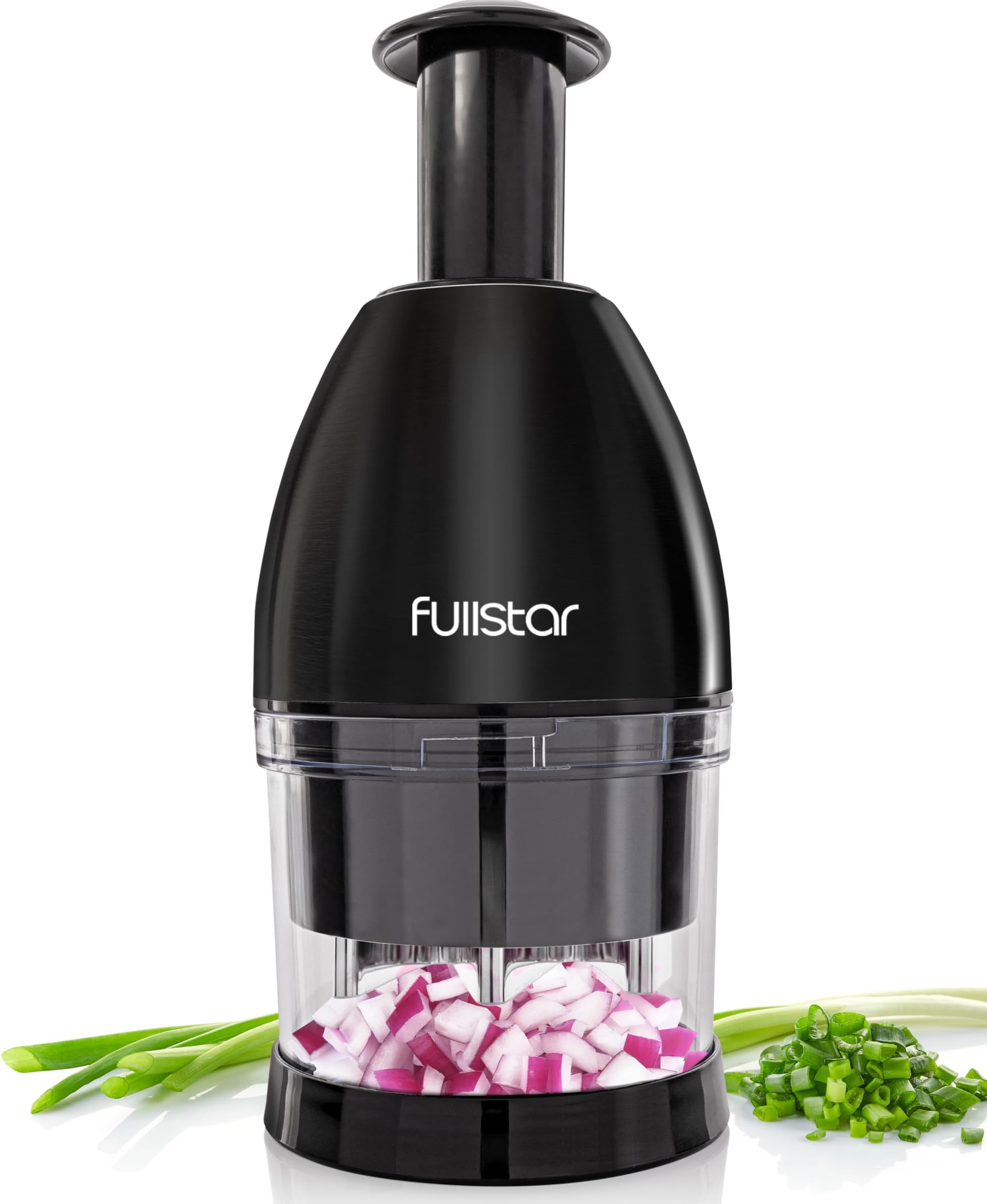 Fullstar Vegetable Chopper - Onion Slicer Dicer Cutter With Container - Pro Food Chopper (Hand Chopper, Black)