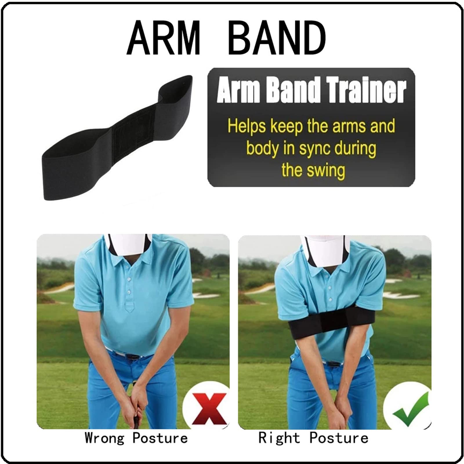Lot De 2 Brassards D'entraînement Swing Golf - Correction Posture, Nylon élastique, Pour Hommes Et Femmes - 6