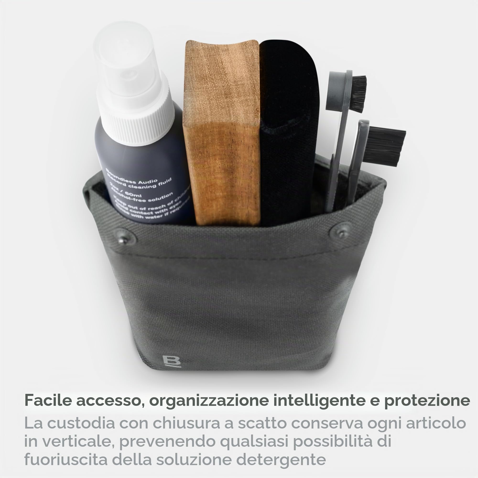 Boundless Audio Kit per la pulizia dei dischi in vinile, kit 5 in 1 per la pulizia dei vinili, include spazzola per dischi in velluto, detergente per pennino, soluzione detergente, spazzola in nylon e