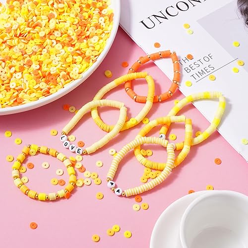 Miniatura 3 de 6300 cuentas de arcilla para hacer pulseras, cuentas Heishi de arcilla polimérica, cuentas espaciadoras planas y redondas con cuentas doradas,