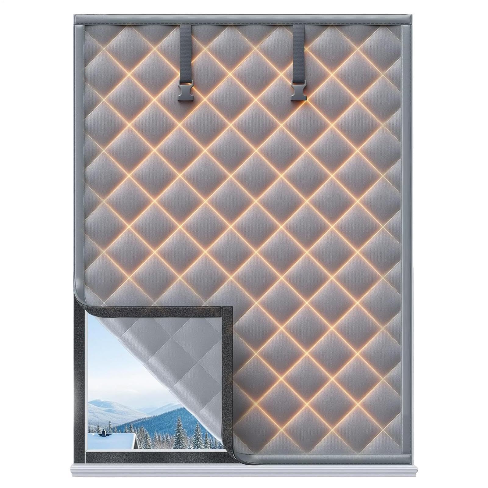 Couverture Isolante 3 Couches pour Fenêtre Intérieure et Porte Patio