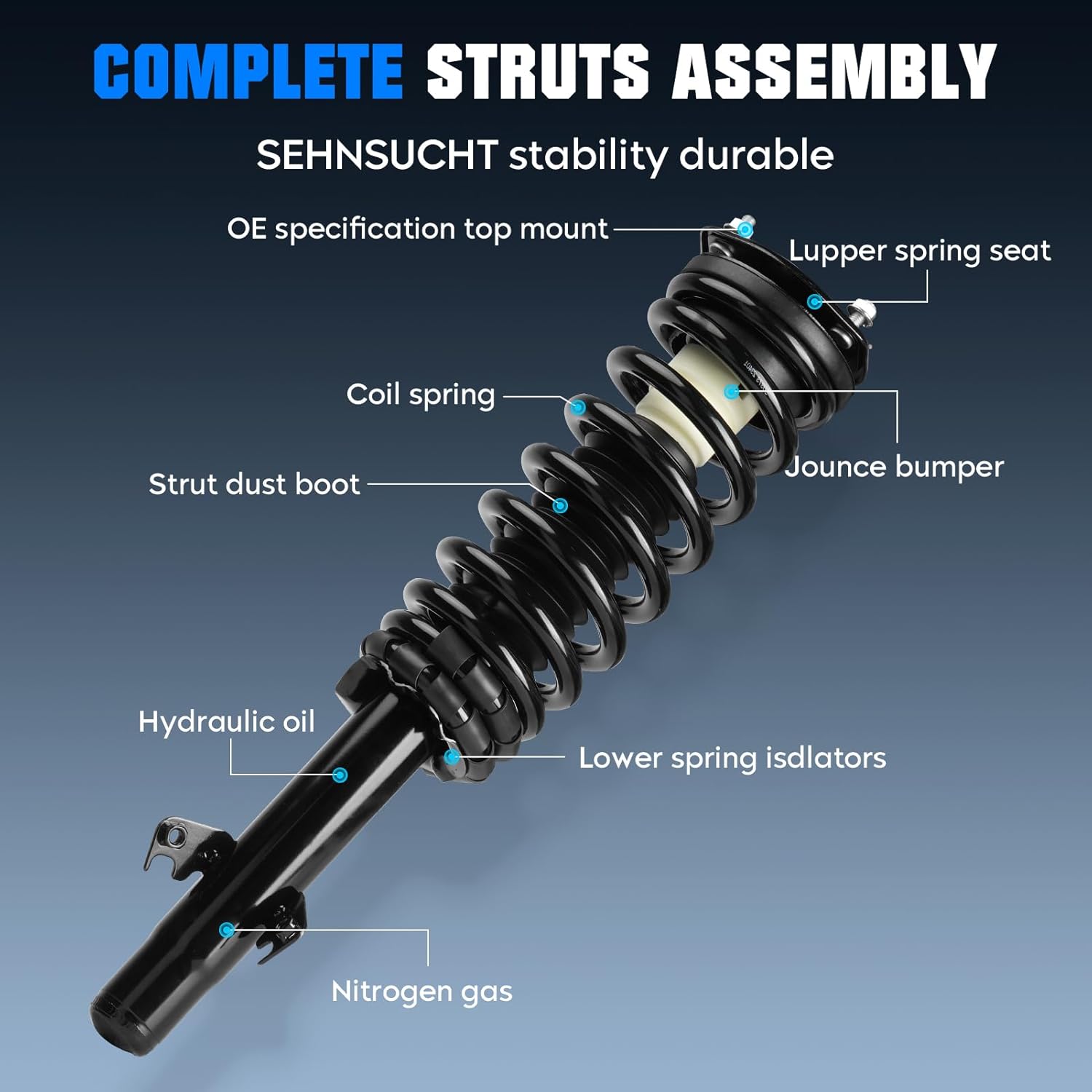 Front w/Coil Strut & Sway Bar Links for Ford Fusion 3.0L 2006-2009, for Mercury Milan 3.0L 2006-2009, for Lincoln MKZ 2007-2009, Shock Spring Absorber Assembly for 172261, K80251, K80250, 2007 2008