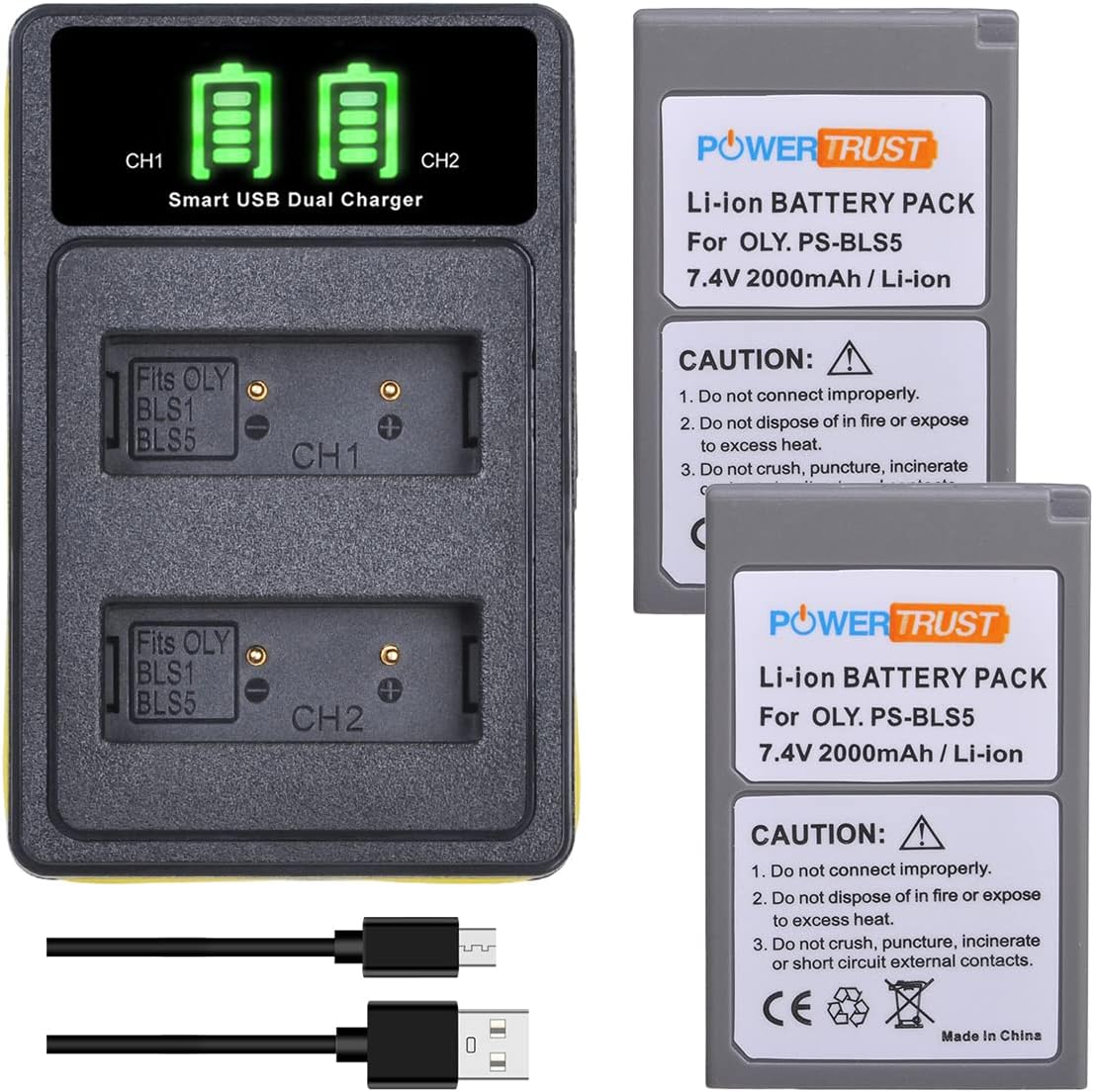 Batteria Fotocamera Batteria Per Fotocamera Olympus BLS-50 - 2 Pezzi Caricabatterie Doppio USB, Per OM-D E-M10 E Pen Batteria Ricambio Olympus - Foto 3