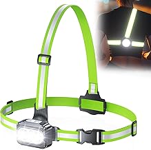 Rolgno Lampe Running, 500LM USB Rechargeable LED Lampe Course a Pied avec Sangles Réfléchissantes, 7 Modes Lumiere et Réglable à 45°, Lampe Pectorale Running Étanche IPX4 pour Jogging,Sports Extérieur