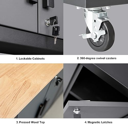 Miniatura 6 de Torin Sistema de almacenamiento de armarios de garaje de 9 piezas, negrogris