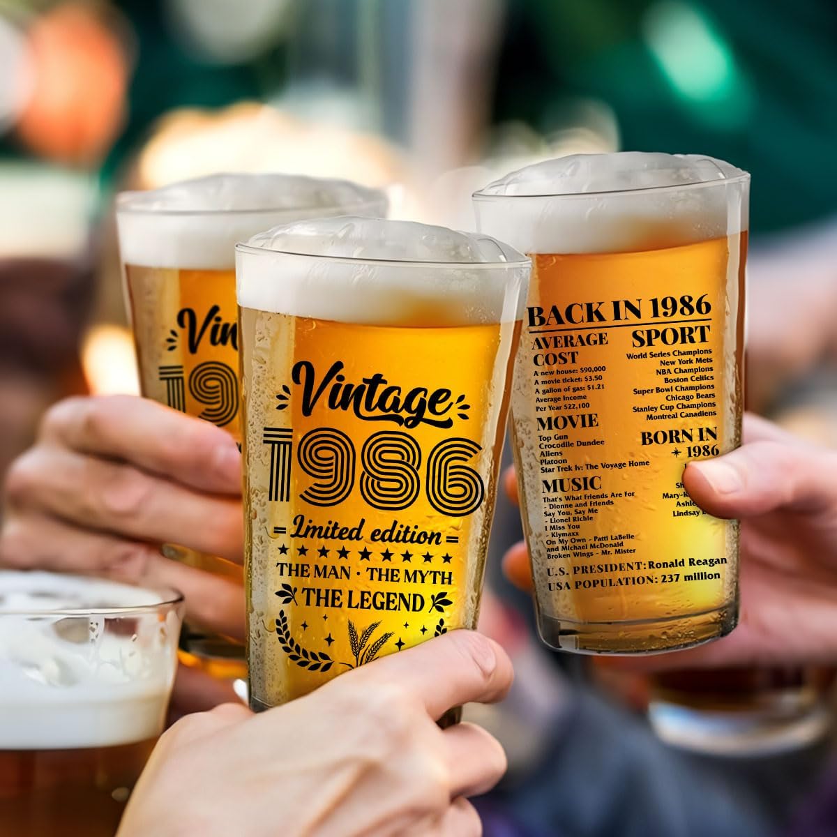 40th Birthday Gifts Men 40 Year Old Gifts For Men Vintage 1986 Beer Drinking Glass Unique 40th Birthday Gifts Happy Anniversary 40th Birthday Party Supplies Decorations - Image 4