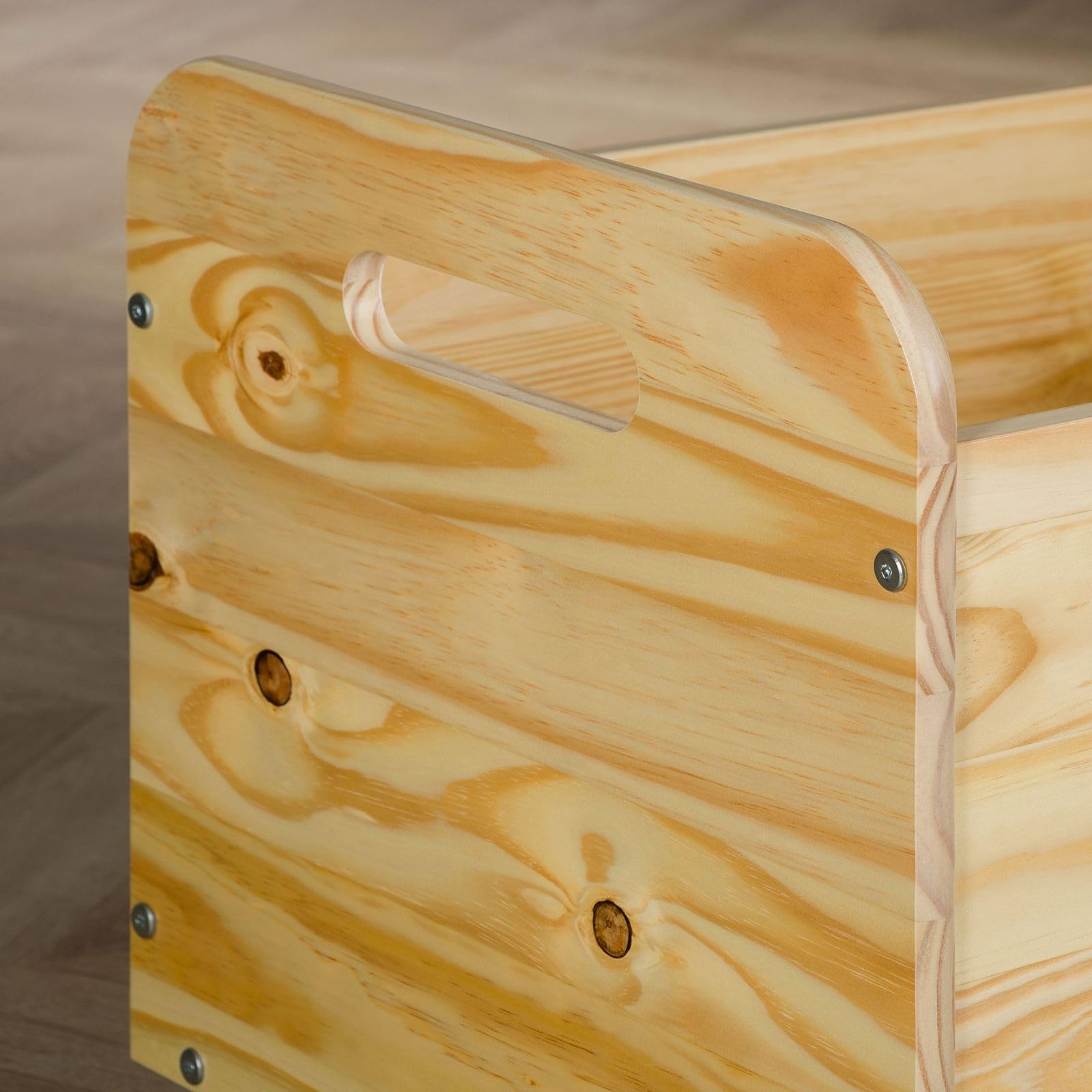 IDIMEX Coffre à Jouets Benjamin sur roulettes 60 x 43 x 40 cm en Bois pour Chambre d'enfant, Rangement Montessori Jouets Peluches, Facile à déplacer, Coloris Naturel