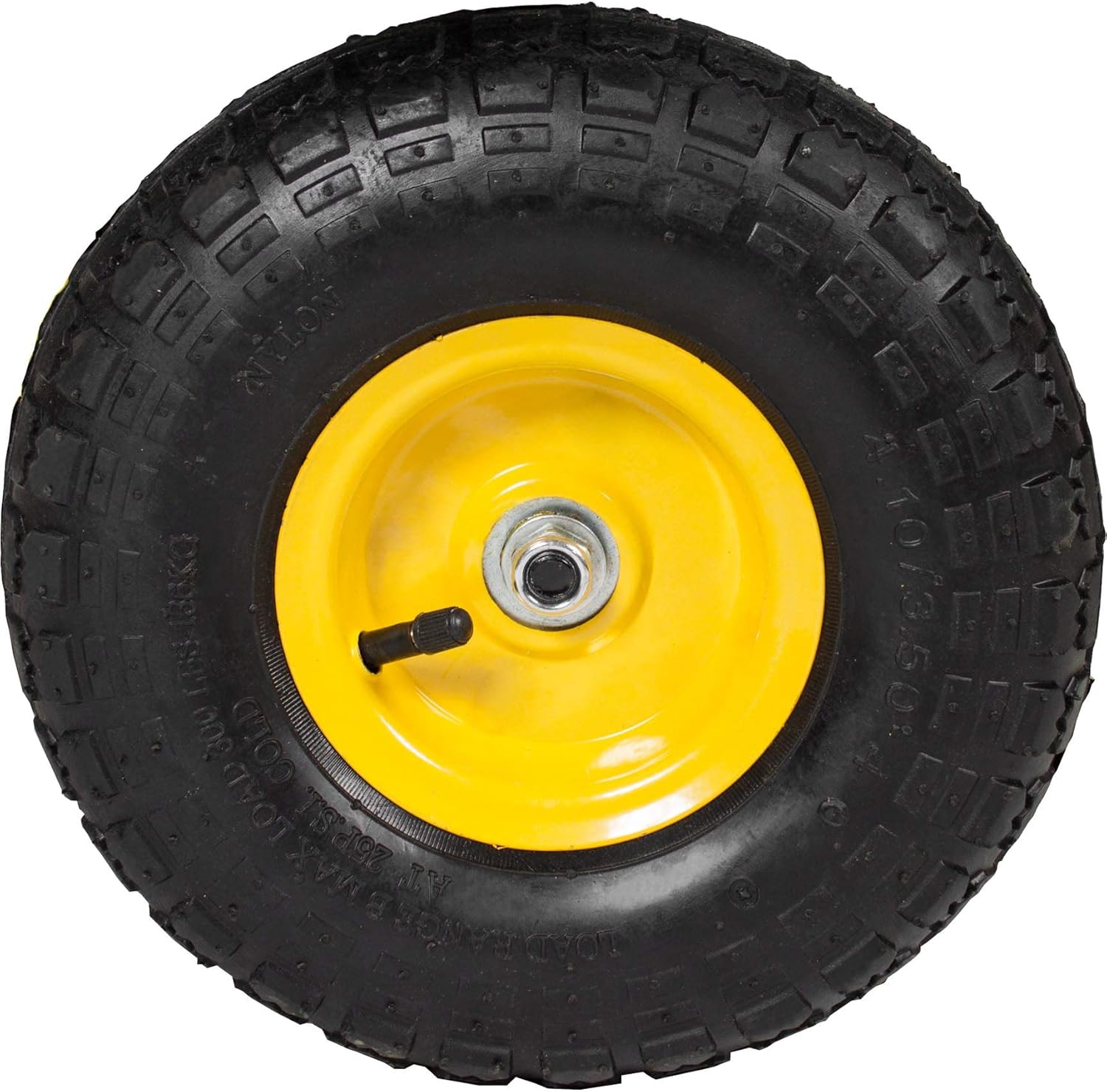 Close-up of a pneumatic tire from the tectake 401029 Garden Cart