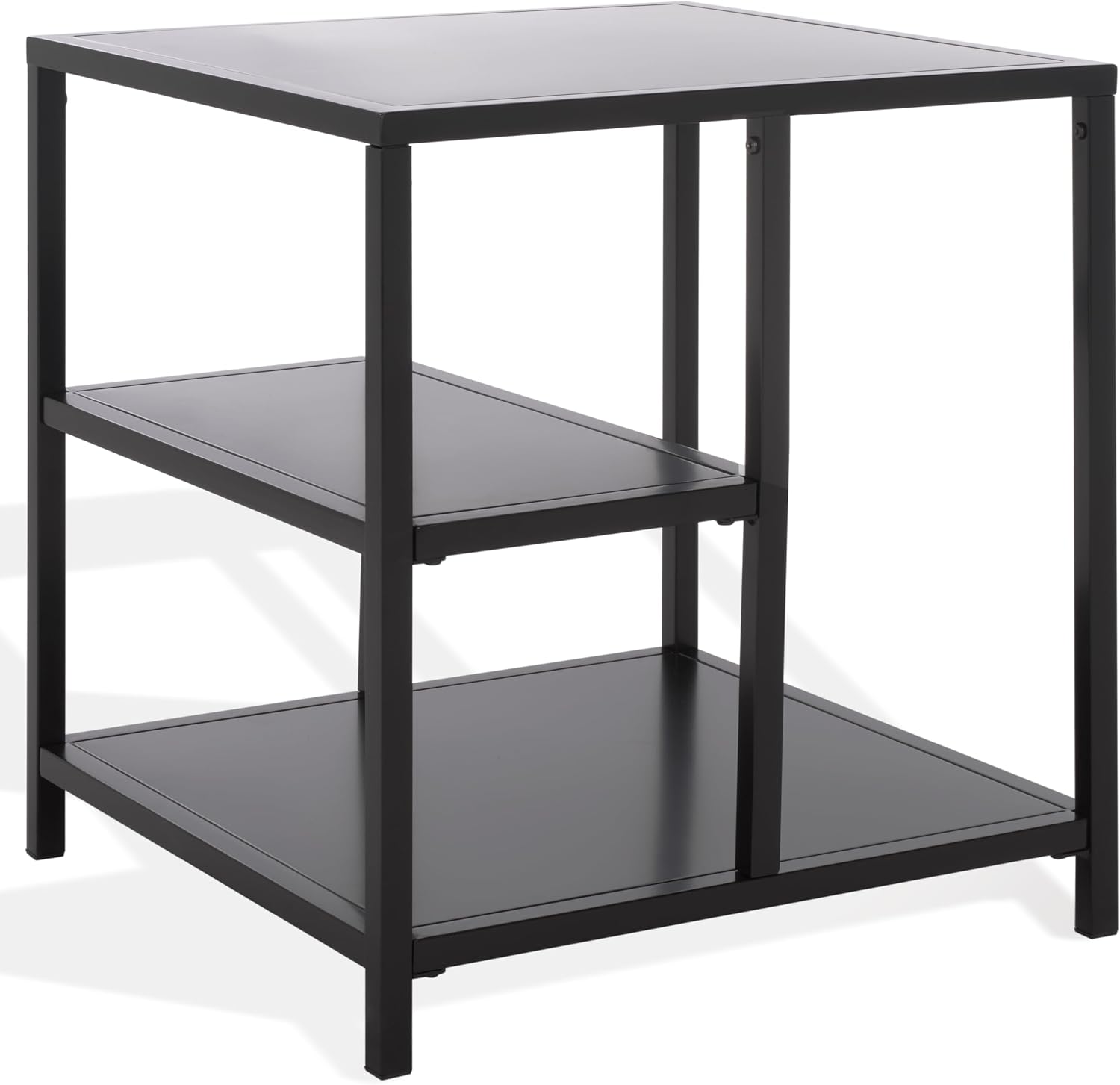 SAFAVIEH Couture Collection - Hodge Black Iron Accent Table, 3-Shelf Open Storage Side Table, Minimalist Modern Design (SFV9557A)