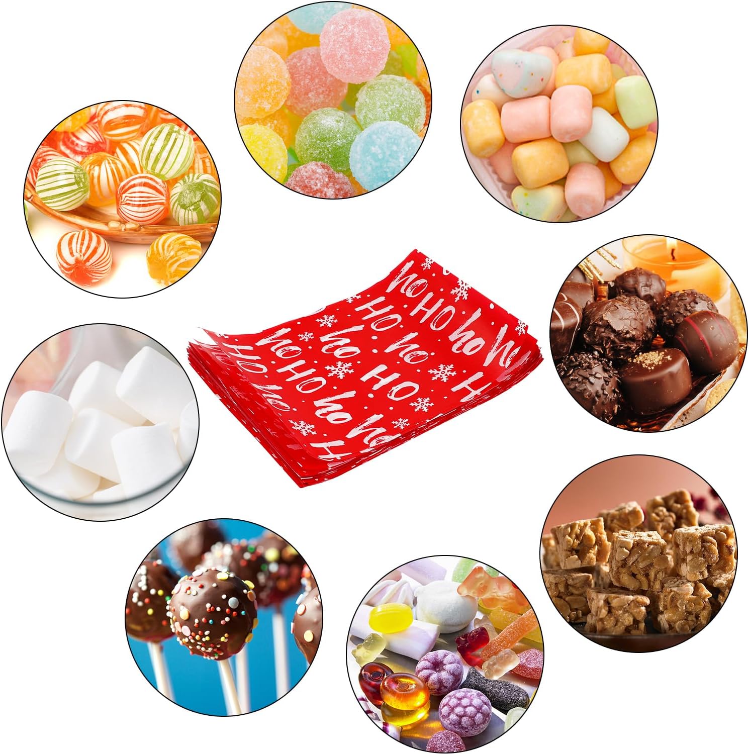 DIYASY Christmas Candy Wrappers for Caramels 600 Pcs, Nonstick Twisting Wax Caramel Papers Xmas Chocolate Wrapping Paper Lollipop Wrappers (5 x 3.5 inches)