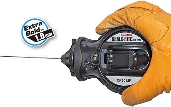 TAJIMA Chalk Line - Chalk-Rite Jam Free Chalk Box with Extra Bold 1mm Snap Line & Five Gear Quick Retrieval - CR301JF