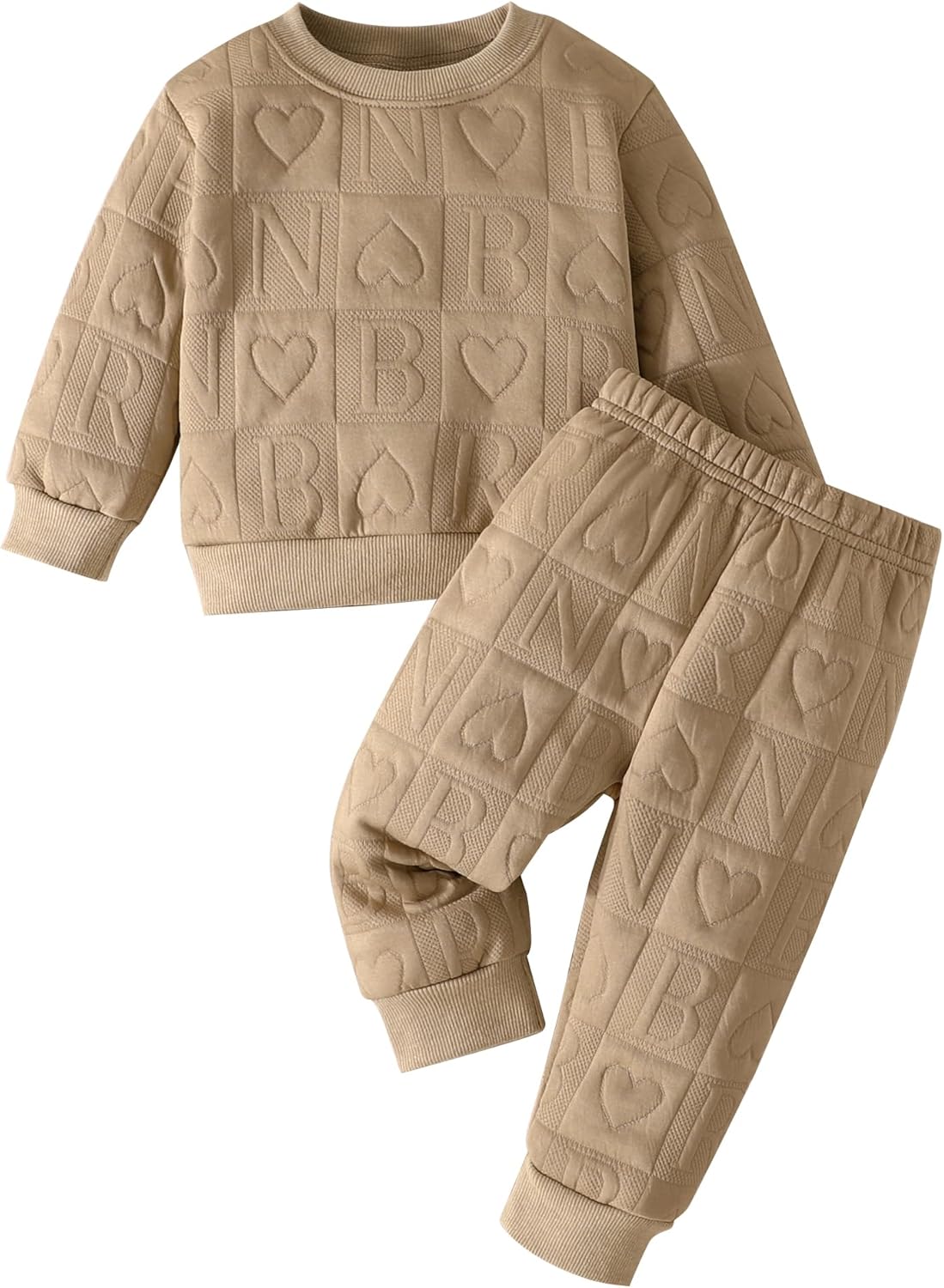 Jecson Toddler Baby Girl Clothes: Soft Warm Outfits Set Quilted Heart Sweatshirt & Pants Cute Fall Winter Home Out 2Pcs 3M-4T