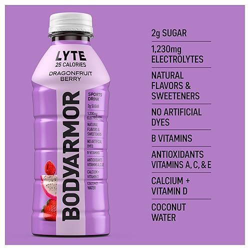 Miniatura 7 de BODYARMOR LYTE - Bebida deportiva baja en calorías, bayas de dragón, sabores naturales con vitaminas, electrolitos llenos de potasio, perfecta para