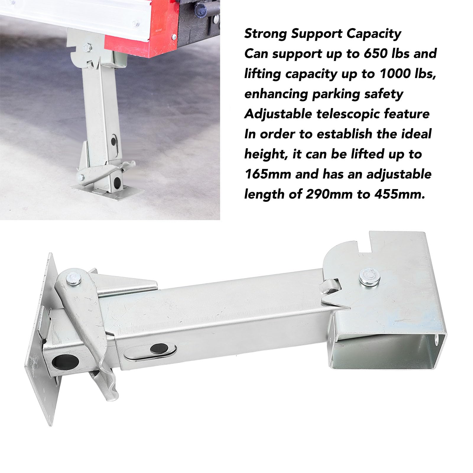 2 szt. Stabilizator z podporą 650 Funtów, Udźwig 1000 Funtów, Ocynkowany Teleskopowy Stabilizator Odchylany w dół Stojak do Przyczepy RV