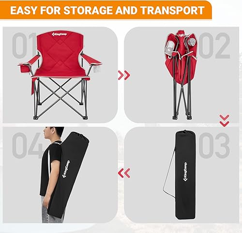 Miniatura 6 de KingCamp Oversized Camping Chair Heavy Duty Folding Chair for Adults Extra Large Portable Padded Outdoor Chair XL Supports 330lbs for Outside