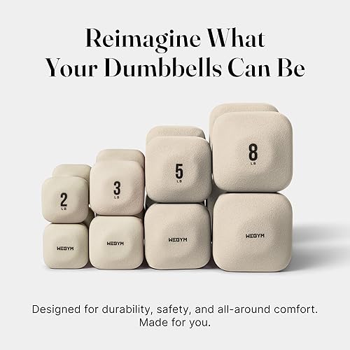 Miniatura 6 de WeGym SafeGrip Square Dumbbells with Anti Slip Handles, Aesthetic Free Weights for Home Workouts, Stable Design Prevents Rolling during Floor