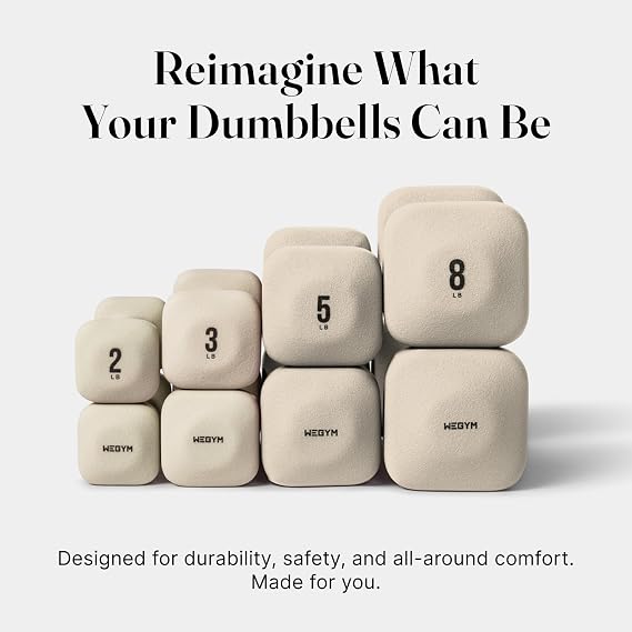 WeGym Square Dumbbell Set for Home Gym, Free Weights for Strength Training