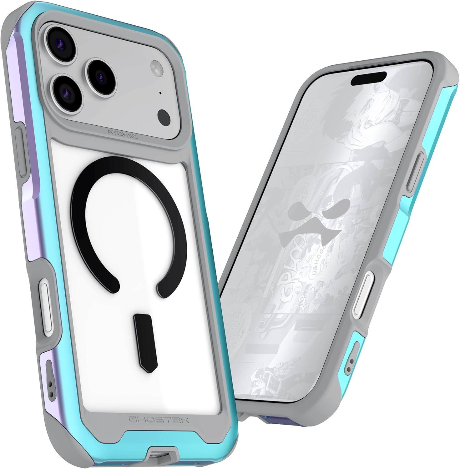 Ghostek Atomic Slim iPhone 17 Pro Max Case - Aluminum Bumper Cover with Clear Back - Shockproof iPhone Case - Compatible with Apple MagSafe Accessories iPhone 17 Pro Max Case MagSafe (6.9")(Prismatic)