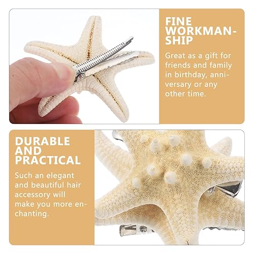 Miniatura 3 de 2 pinzas para el cabello con diseño de estrella de mar, hechas a mano, diseño de estrella de mar natural, lindo accesorio para la cabeza para niñas