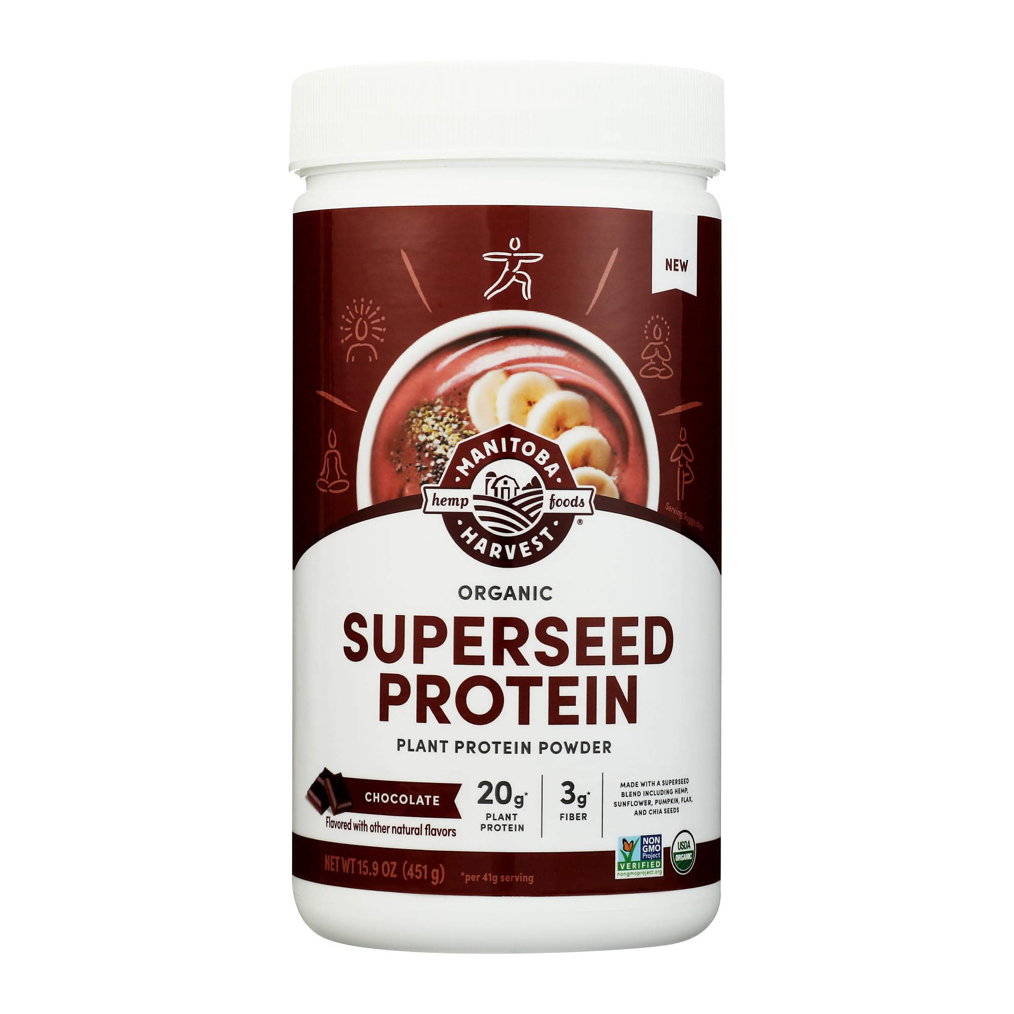Manitoba Harvest Proteína vegetal em pó sabor chocolate, 451 g