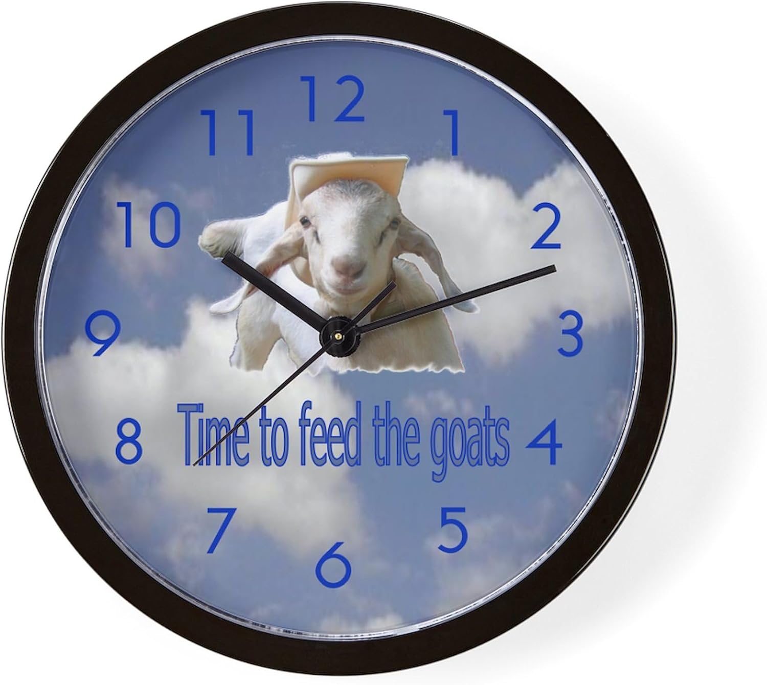 CafePress Feed The Goats 10" Wall Clock for Livingroom, Kitchen, or Office