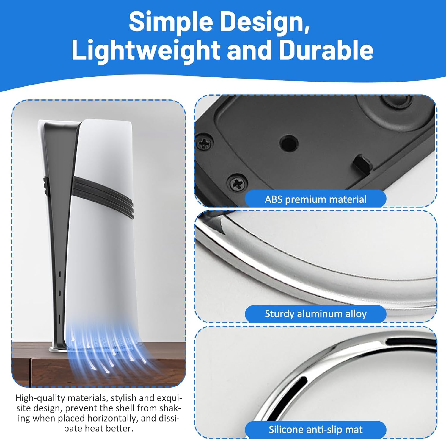 Esoes Vertical Stand for PS5 PRO Slim Console with Screw Non-Slip Base Stand Replacement for PS5 PRO and for PlayStation 5 Console Anti-Tip Base Space-Saving Vertical Horizontal Mount - Image 4