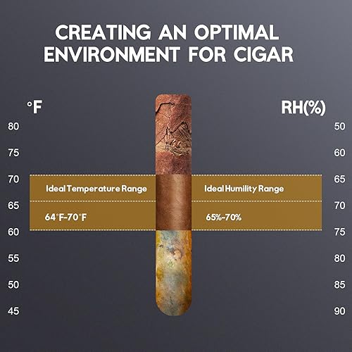 Miniatura 9 de Tylza Humidor eléctrico para cigarros, 25L 170 unidades humidores eléctricos para cigarros con control de humedad y temperatura, higrómetro digital,