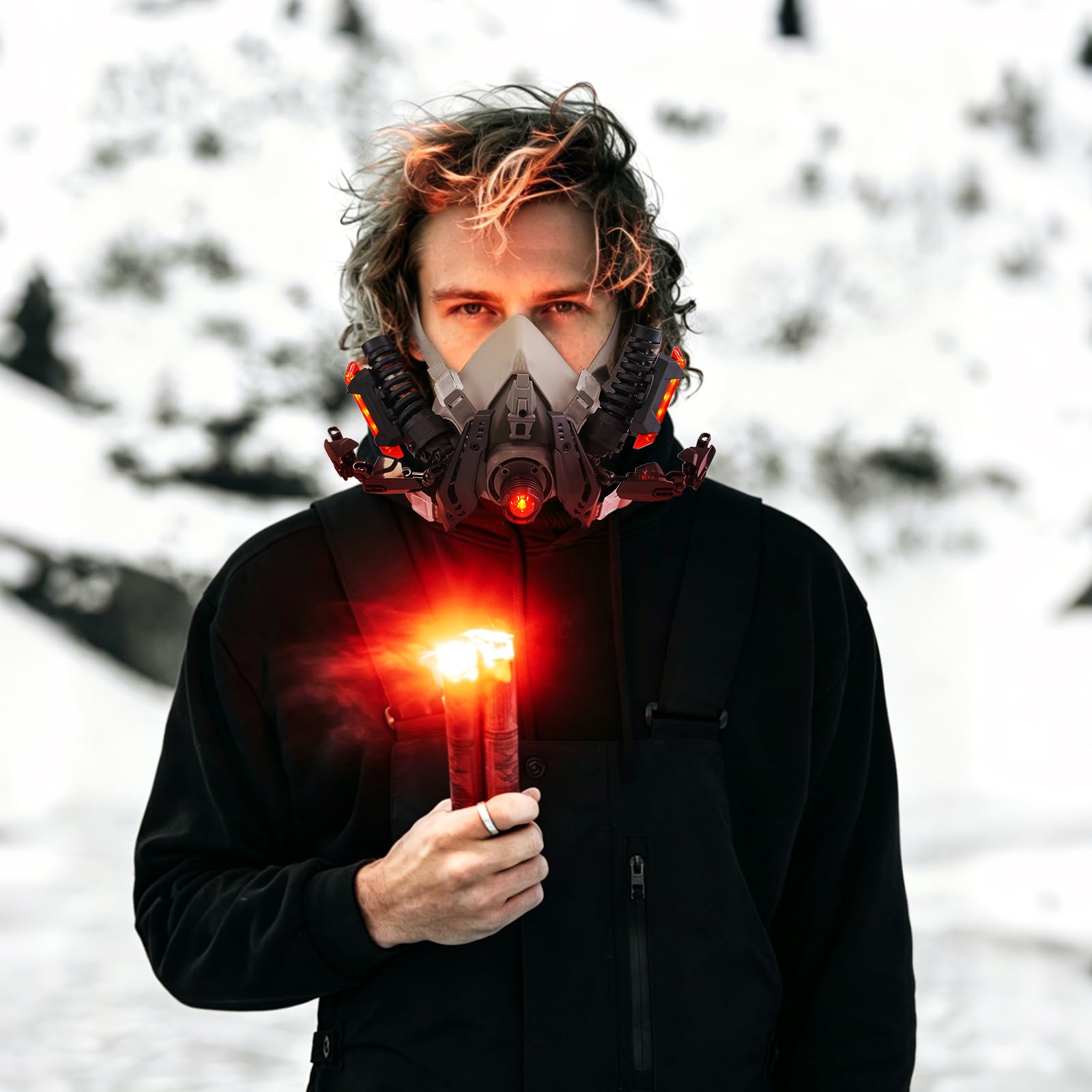 Marikito Masque punk LED demi-masque pour homme Techwear Helmet
