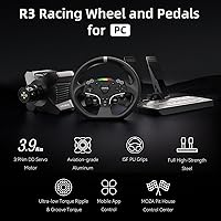 Vista 3 de MOZA R3 Racing Simulator 4PCS Wheel & Pedals bundle for PC: R3 Direct Drive Base, ES Lite Steering Wheel, SR-P Lite Pedals and Table Clamp, Black