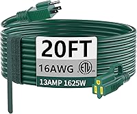 Vista 58 de HUANCHAIN Cable de extensión para exteriores de calibre 14/3 de 25 pies, resistente al agua, con cable eléctrico de 3 clavijas iluminado y flexible