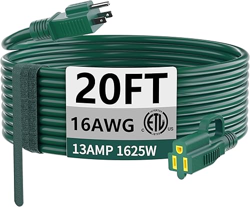 Miniatura 58 de HUANCHAIN Cable de extensión para exteriores de calibre 14/3 de 25 pies, resistente al agua, con cable eléctrico de 3 clavijas iluminado y flexible