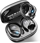 Wireless Earbuds, Bluetooth 5.4 Headphones Sport, 75H Stereo Ear Buds, Bluetooth Earbuds with 4 ENC Noise Canceling Mic, IP7 Waterproof Earphone with Earhooks, Dual LED Display, for Running/Workout