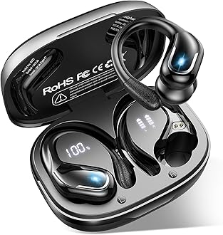 – Wireless Earbuds, Ltinist Bluetooth 5.3 Headphones, Wireless Earphones 75H Playtime and HiFi Stereo Sound with Mic, Dual LED Display, IP7 Waterproof in Ear EarHooks, USB-C, Headsets for Sport, Running