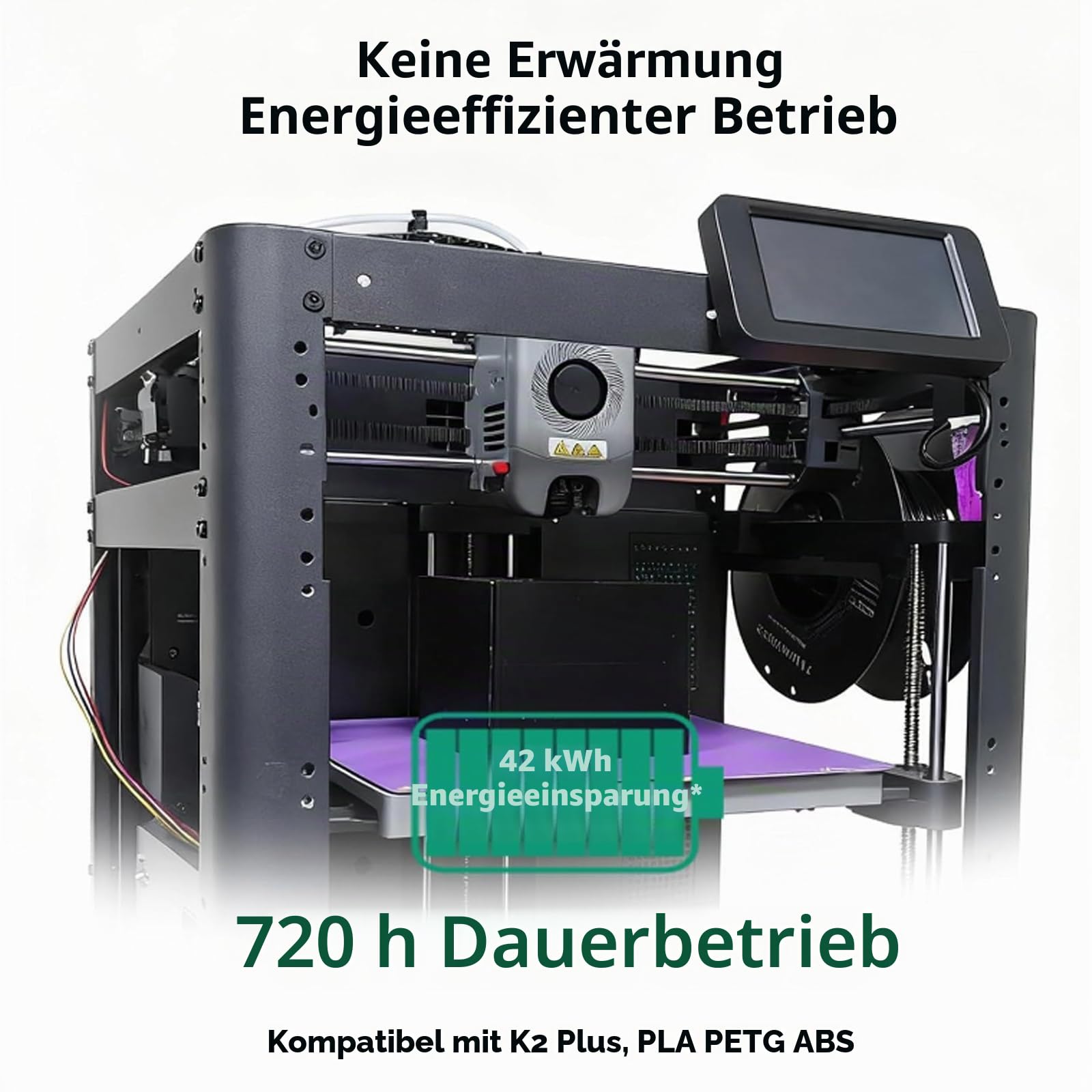BCZAMD Bauplatte for K2 Plus: Upgraded K2P Conweb Cold Bed Dual Textured PEI Sheet Speziell für PLA Halten Sie Drucken 720H Energiesparen 42kwh - 370mm Lila