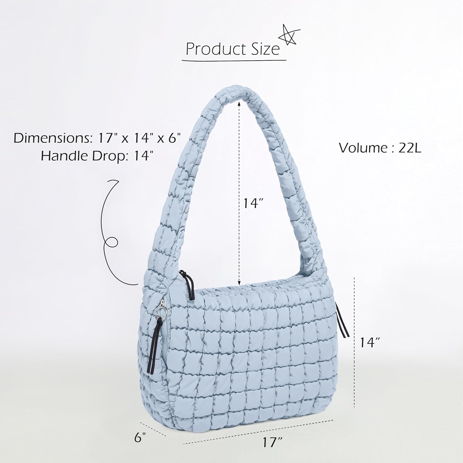 ODODOS Quilted Carryall Tote Bag for Women Crossbody Hobo Lightweight Padding Shoulder Bag