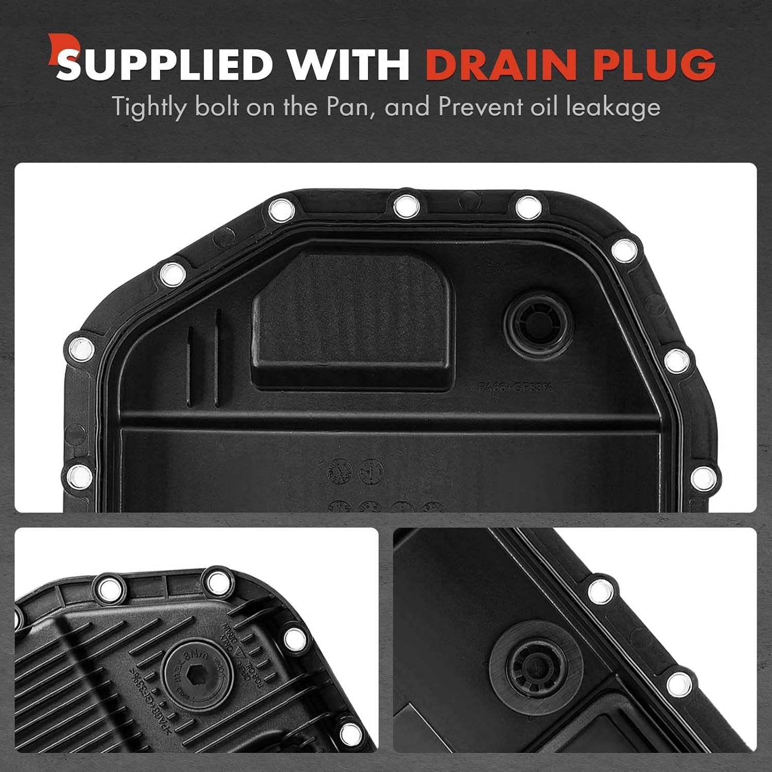 A-Premium Transmission Oil Pan with Drain Plug Compatible with GA6HP19Z or A6HP19Z 6 Speed Transmission & BMW 135i 323i 325i 325xi 328i 328xi 330i 330xi 335i 525i 525xi 528i 528xi 530i 530xi 535i