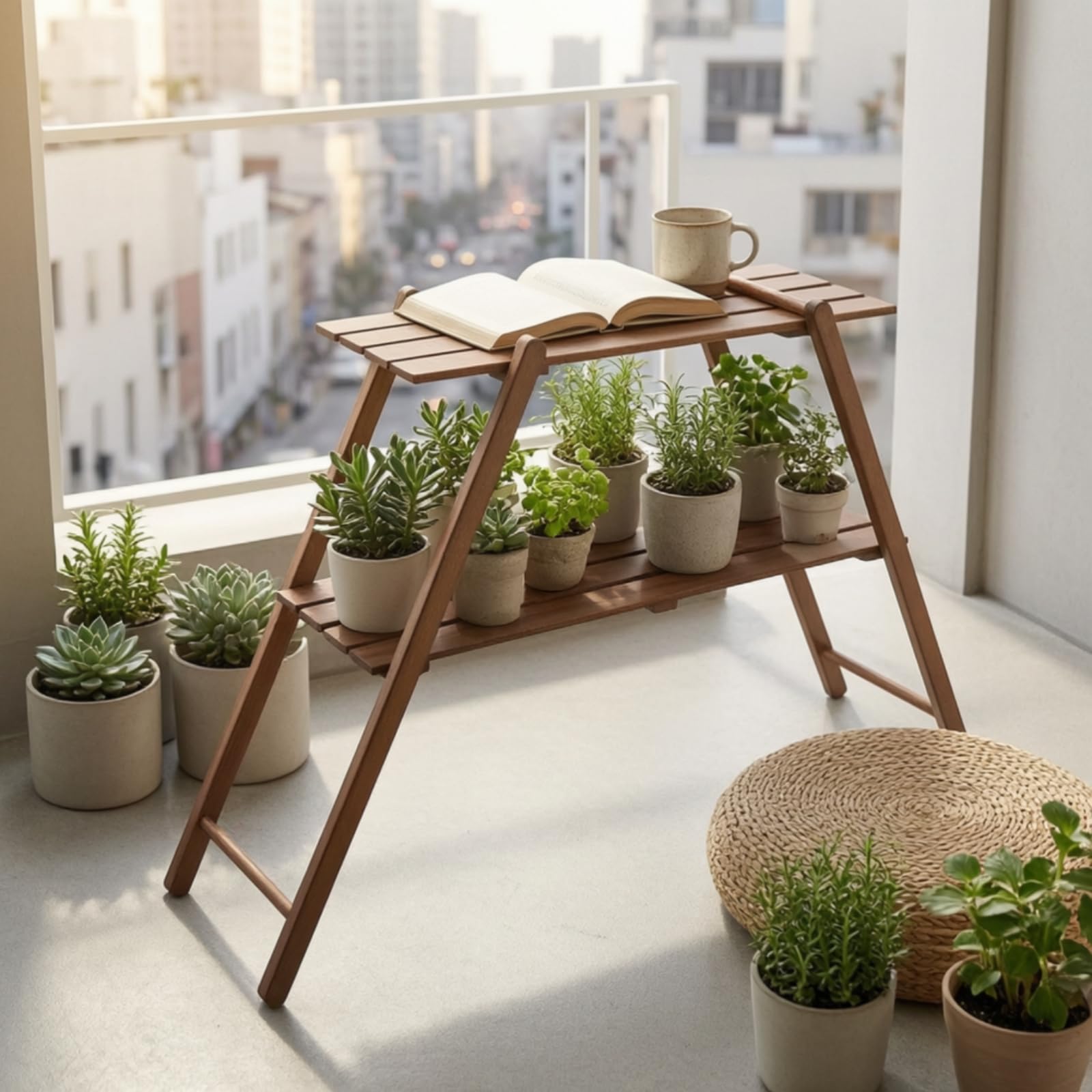 Estantería Plegable Resistente Estantería con Bolsa Transporte Estable Plegable para Jardín
