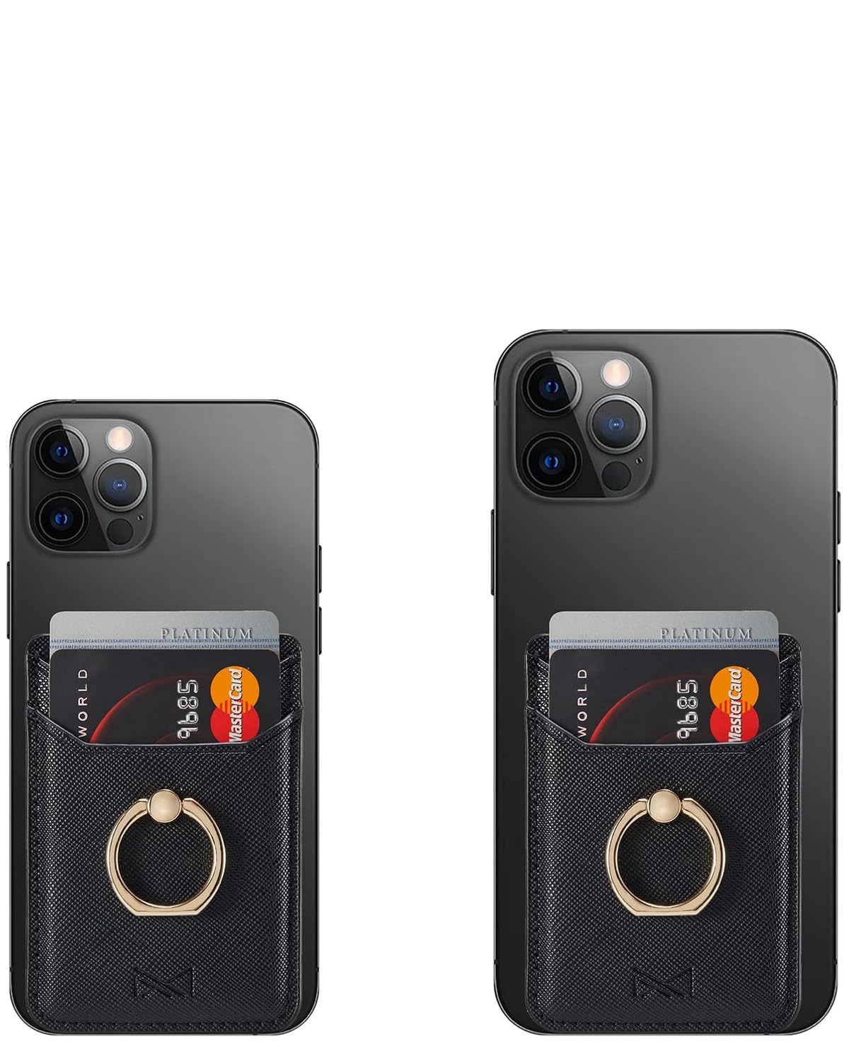 Etui na karty telefoniczne RFID skórzany portfel kredytowe samoprzylepne etui na komórkę etui na karty dla kobiet i mężczyzn tył telefonu do większości smartfonów, szary, Jednolity kolor